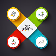 Poster - Vector circles infographic on a dark background. Can be used for presentation, diagrams, annual report, web design. Business concept with 4 options, steps or processes.