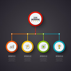 Poster - Creative concept for dark infographic. Business data visualization. Abstract circle elements of graph, diagram with 5 steps, options, parts or processes. Vector business template for presentation.