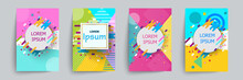Covers With Minimal Design. Collection Of Cool Bright Covers. Geometric Backgrounds For Your Design. Applicable For Banners, Placards, Posters, Flyers. Vector EPS10.