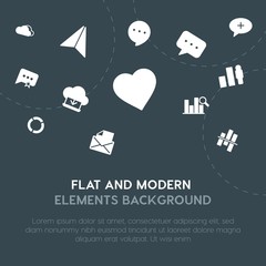 Poster - cloud and networking, charts, chat and messenger, email fill vector icons and elements background concept on dark background.Multipurpose use on websites, presentations, brochures and more.
