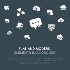 Poster - cloud and networking, charts, chat and messenger, email fill vector icons and elements background concept on dark background.Multipurpose use on websites, presentations, brochures and more.