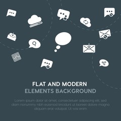 Poster - cloud and networking, charts, chat and messenger, email fill vector icons and elements background concept on dark background.Multipurpose use on websites, presentations, brochures and more.