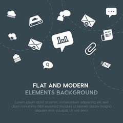 Poster - cloud and networking, charts, chat and messenger, email fill vector icons and elements background concept on dark background.Multipurpose use on websites, presentations, brochures and more.
