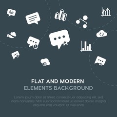 Poster - cloud and networking, charts, chat and messenger, email fill vector icons and elements background concept on dark background.Multipurpose use on websites, presentations, brochures and more.