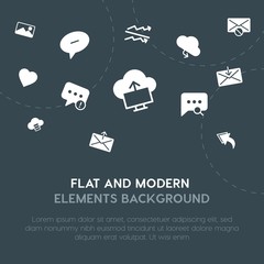 Poster - cloud and networking, charts, chat and messenger, email fill vector icons and elements background concept on dark background.Multipurpose use on websites, presentations, brochures and more.