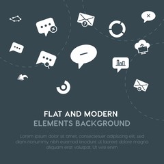 Poster - cloud and networking, charts, chat and messenger, email fill vector icons and elements background concept on dark background.Multipurpose use on websites, presentations, brochures and more.