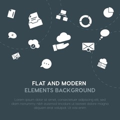 Poster - cloud and networking, charts, chat and messenger, email fill vector icons and elements background concept on dark background.Multipurpose use on websites, presentations, brochures and more.