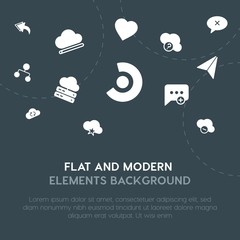 Poster - cloud and networking, charts, chat and messenger, email fill vector icons and elements background concept on dark background.Multipurpose use on websites, presentations, brochures and more.
