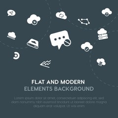 Poster - cloud and networking, charts, chat and messenger, email fill vector icons and elements background concept on dark background.Multipurpose use on websites, presentations, brochures and more.