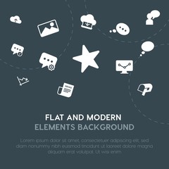 Poster - cloud and networking, charts, chat and messenger, email fill vector icons and elements background concept on dark background.Multipurpose use on websites, presentations, brochures and more.