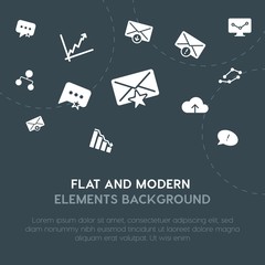 Poster - cloud and networking, charts, chat and messenger, email fill vector icons and elements background concept on dark background.Multipurpose use on websites, presentations, brochures and more.