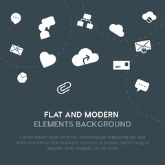 Poster - cloud and networking, charts, chat and messenger, email fill vector icons and elements background concept on dark background.Multipurpose use on websites, presentations, brochures and more.
