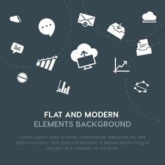 Poster - cloud and networking, charts, chat and messenger, email fill vector icons and elements background concept on dark background.Multipurpose use on websites, presentations, brochures and more.