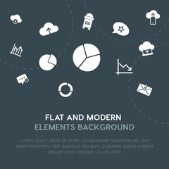 Poster - cloud and networking, charts, chat and messenger, email fill vector icons and elements background concept on dark background.Multipurpose use on websites, presentations, brochures and more.