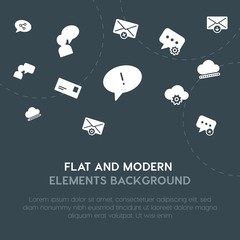 Poster - cloud and networking, charts, chat and messenger, email fill vector icons and elements background concept on dark background.Multipurpose use on websites, presentations, brochures and more.