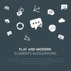 Poster - cloud and networking, charts, chat and messenger, email fill vector icons and elements background concept on dark background.Multipurpose use on websites, presentations, brochures and more.