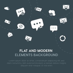 Poster - cloud and networking, charts, chat and messenger, email fill vector icons and elements background concept on dark background.Multipurpose use on websites, presentations, brochures and more.