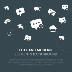 Poster - cloud and networking, charts, chat and messenger, email fill vector icons and elements background concept on dark background.Multipurpose use on websites, presentations, brochures and more.