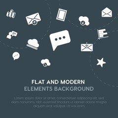 Poster - cloud and networking, charts, chat and messenger, email fill vector icons and elements background concept on dark background.Multipurpose use on websites, presentations, brochures and more.