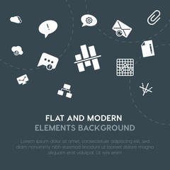 Poster - cloud and networking, charts, chat and messenger, email fill vector icons and elements background concept on dark background.Multipurpose use on websites, presentations, brochures and more.