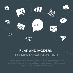 Poster - cloud and networking, charts, chat and messenger, email fill vector icons and elements background concept on dark background.Multipurpose use on websites, presentations, brochures and more.