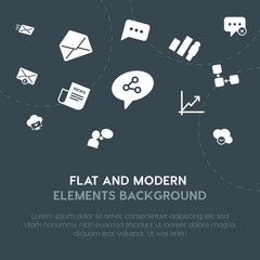 Poster - cloud and networking, charts, chat and messenger, email fill vector icons and elements background concept on dark background.Multipurpose use on websites, presentations, brochures and more.