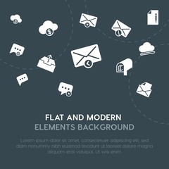 Poster - cloud and networking, charts, chat and messenger, email fill vector icons and elements background concept on dark background.Multipurpose use on websites, presentations, brochures and more.