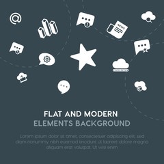 Poster - cloud and networking, charts, chat and messenger, email fill vector icons and elements background concept on dark background.Multipurpose use on websites, presentations, brochures and more.