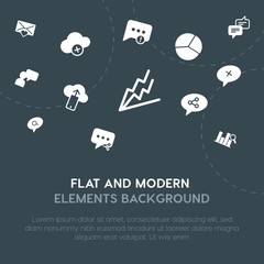 Poster - cloud and networking, charts, chat and messenger, email fill vector icons and elements background concept on dark background.Multipurpose use on websites, presentations, brochures and more.