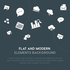 Poster - cloud and networking, charts, chat and messenger, email fill vector icons and elements background concept on dark background.Multipurpose use on websites, presentations, brochures and more.