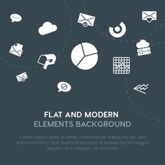 Poster - cloud and networking, charts, chat and messenger, email fill vector icons and elements background concept on dark background.Multipurpose use on websites, presentations, brochures and more.