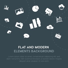 Poster - cloud and networking, charts, chat and messenger, email fill vector icons and elements background concept on dark background.Multipurpose use on websites, presentations, brochures and more.
