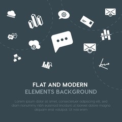 Poster - cloud and networking, charts, chat and messenger, email fill vector icons and elements background concept on dark background.Multipurpose use on websites, presentations, brochures and more.