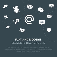 Poster - cloud and networking, charts, chat and messenger, email fill vector icons and elements background concept on dark background.Multipurpose use on websites, presentations, brochures and more.