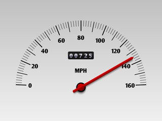 Poster - car speedometer with speed level scale or tachometer vector illustration isolated on white backgroun