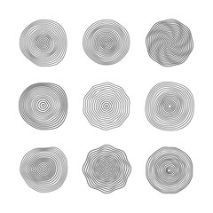 Poster - abstract wave surfaces. flowing music sound waves. smooth ring patterns vector collection isolated