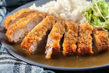 Canvas Print - Japanese katsu curry. Deep fried breast chicken cutlet