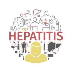 Hepatitis line icon Infographics. Vector signs for web graphics.