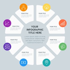Poster - Circle chart money, charts infographic template with 8 options for presentations, advertising, annual reports