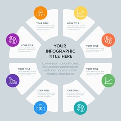 Poster - Circle chart money, charts infographic template with 8 options for presentations, advertising, annual reports