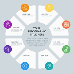 Poster - Circle chart money, charts infographic template with 8 options for presentations, advertising, annual reports