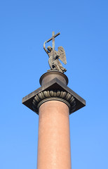 Alexander Column on blue sky background.