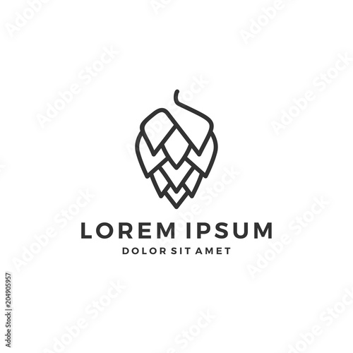 Cuadros en Lienzo hop brew brewery logo line outline
