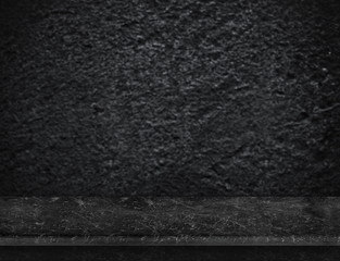 Aufkleber - Empty black marble table top with blurred black rough stone wall,Mock up for display or montage of product
