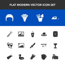 Modern, Simple Vector Icon Set With Hat, Coffee, Red, Cutlery, Photo, Dinner, Architecture, Old, Iron, Art, Fashion, Toy, Image, Background, Clothing, Headwear, Helmet, Style, Alcohol, Spoon Icons