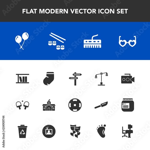 Modern Simple Vector Icon Set With Banner Poker Office Fashion