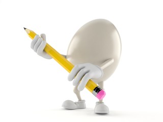 Wall Mural - Egg character holding pencil