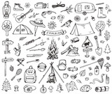 Fototapeta  - Set of forest camping icons