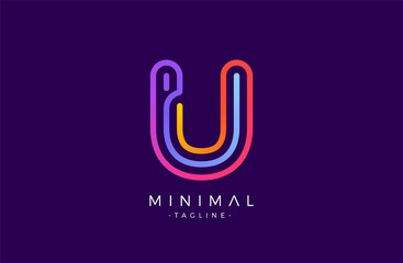 Wall Mural - Minimal line font style U Letter Logo in colorful stroke for personal and corporate identity