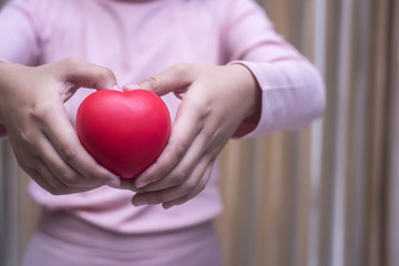 Girl in pink dress Holding a heart image